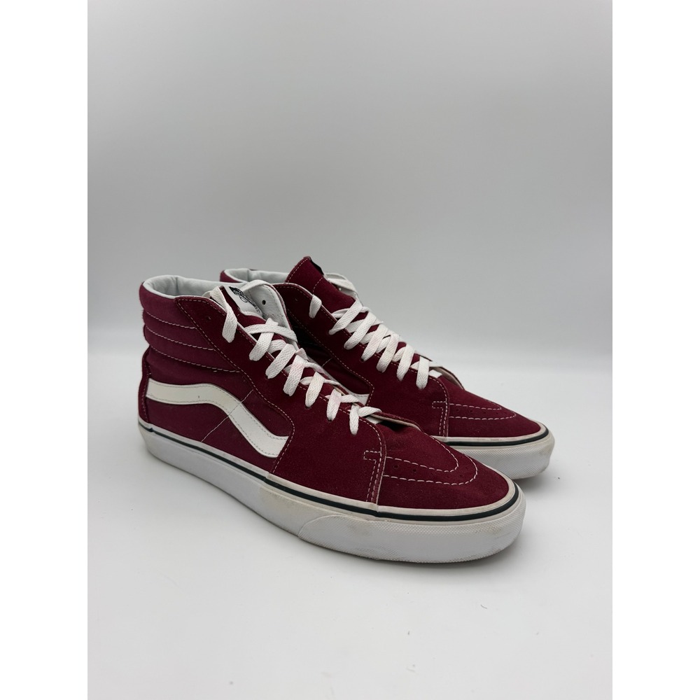 Vans Sk8-Hi Burgundy Maroon Suede Canvas High Top Sneakers Mens 12 751505